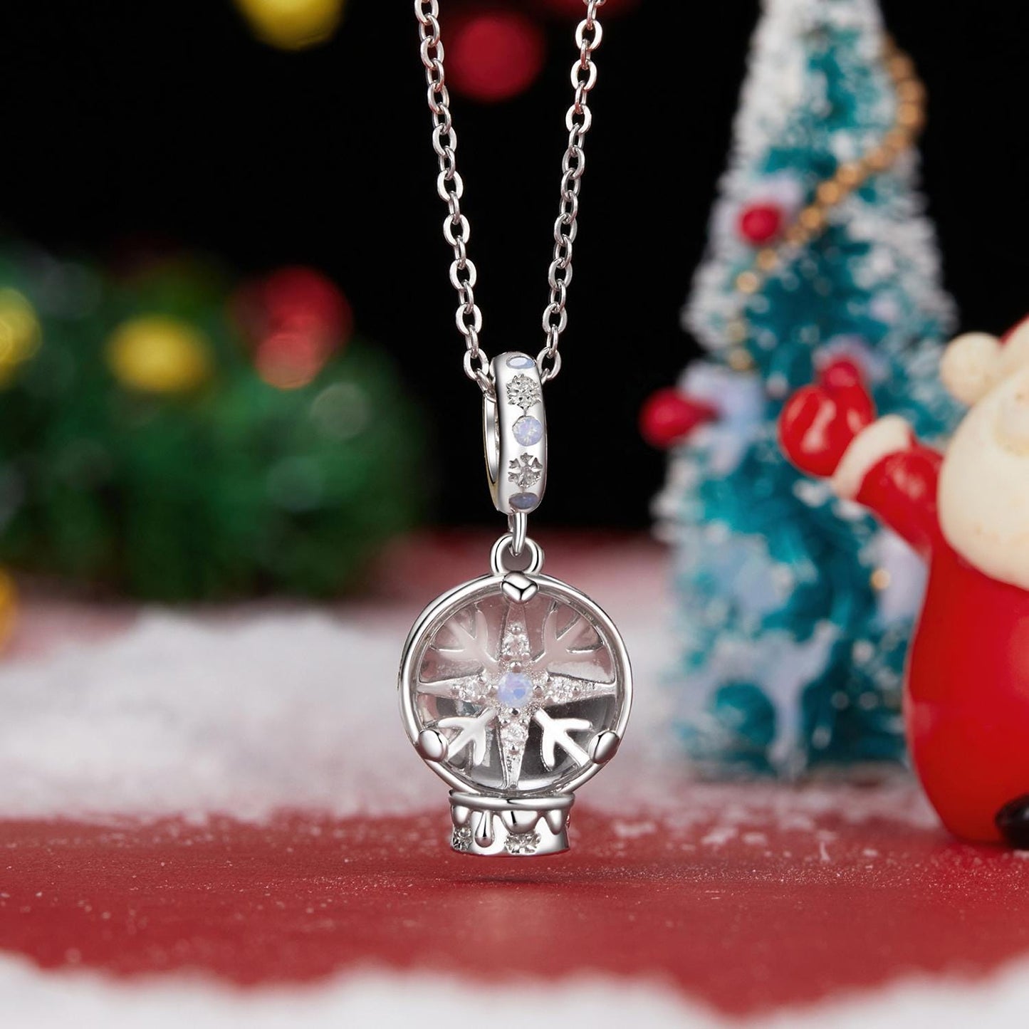 Christmas Snowflake Crystal Ball Pendant Charm