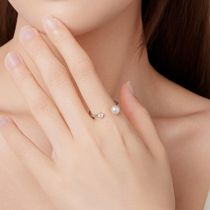 Pearl Moissanite Adjustable Ring