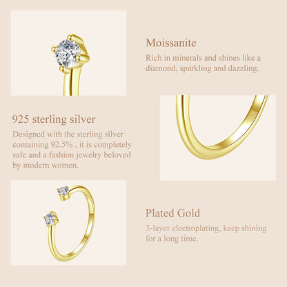 Elegant Moissanite Adjustable Ring - Gold
