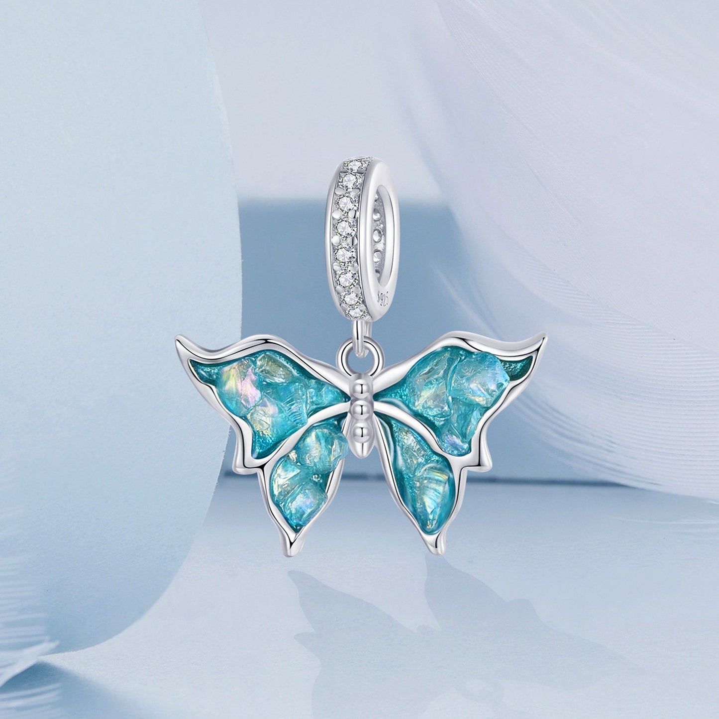 Blue Sparkling Butterfly Pendant Charm