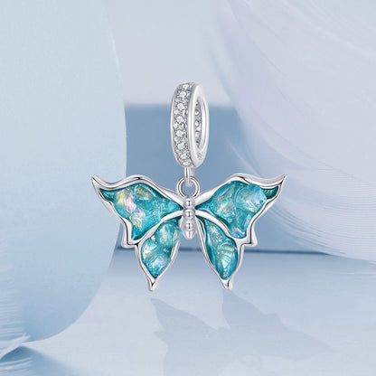 Blue Sparkling Butterfly Pendant Charm