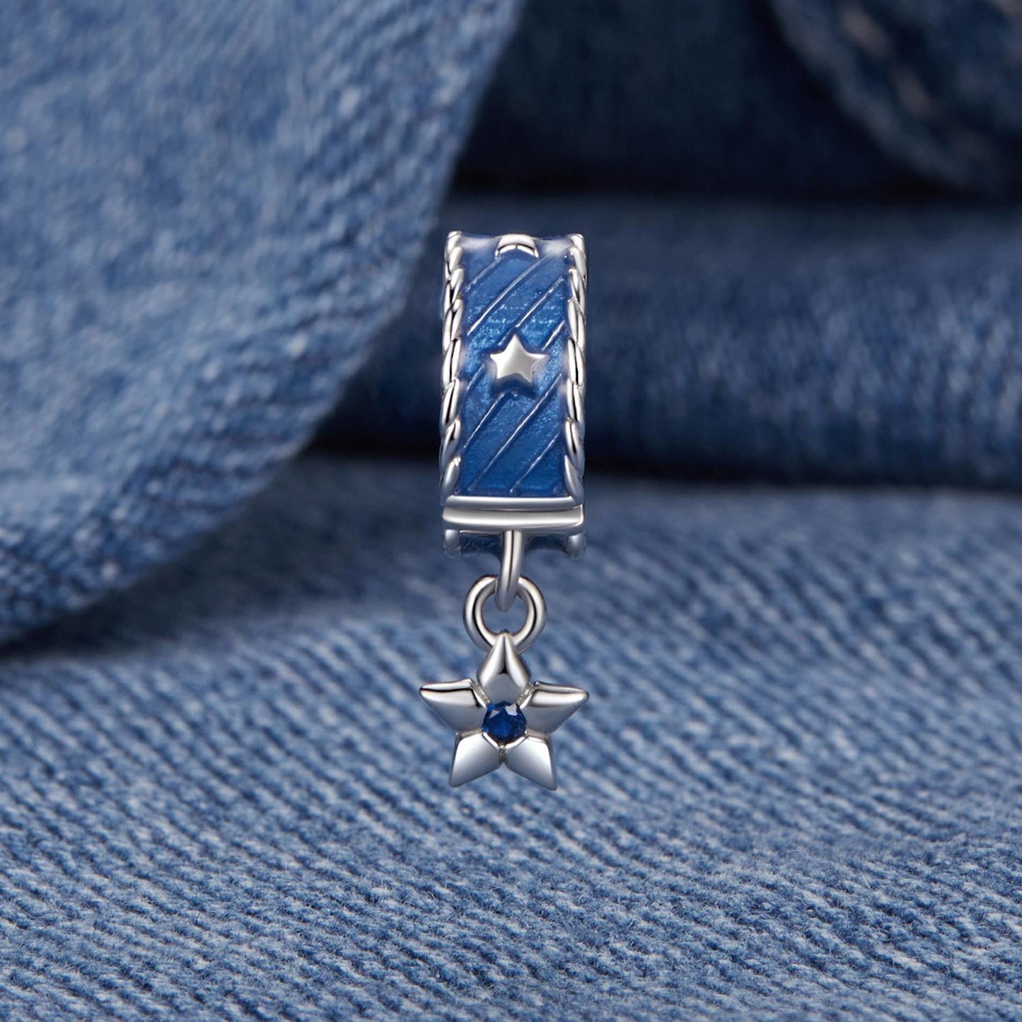 Denim Star Stopper Beads Charm