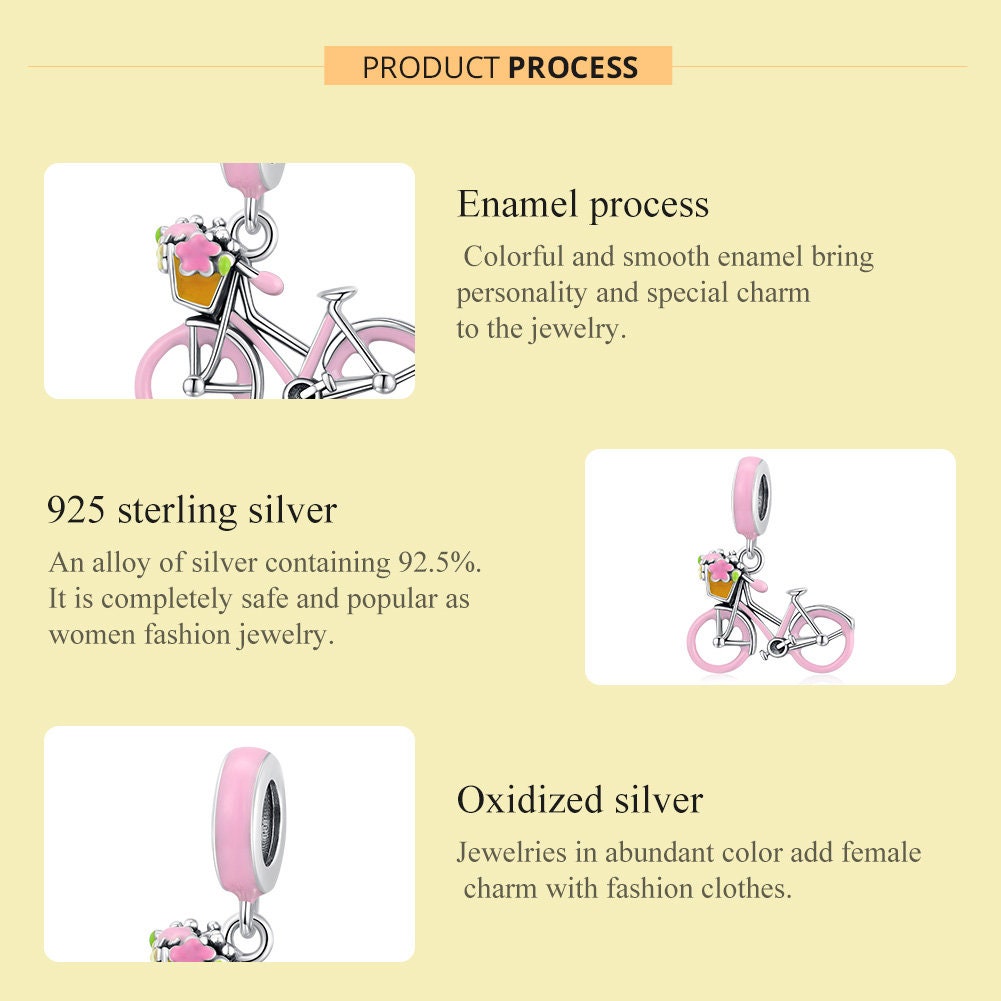 Pink Bicycle Charm