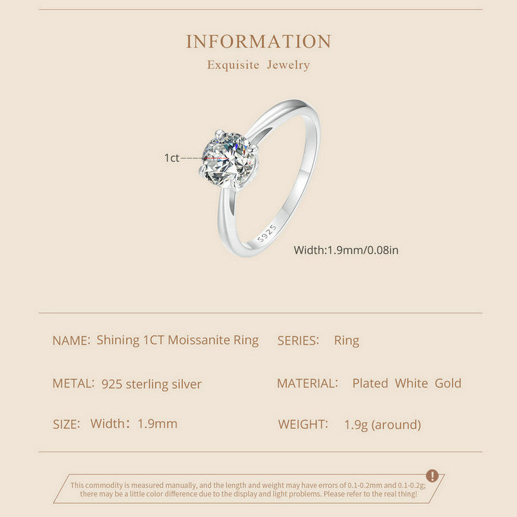 Sparkling 1 Carat Moissanite Ring