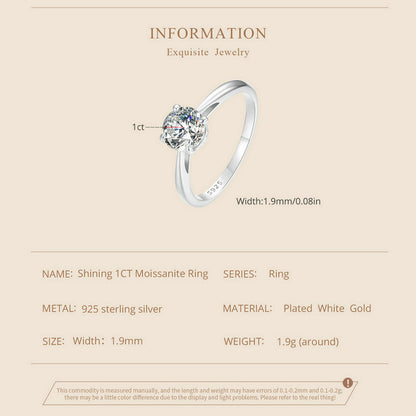 Sparkling 1 Carat Moissanite Ring