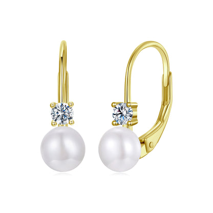Pearl Accent Moissanite Spring Earrings