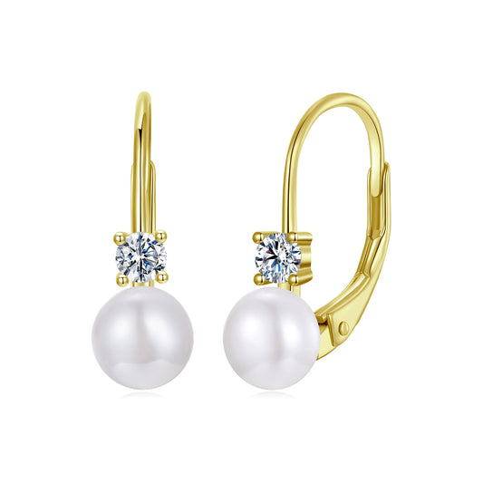 Pearl Accent Moissanite Spring Earrings