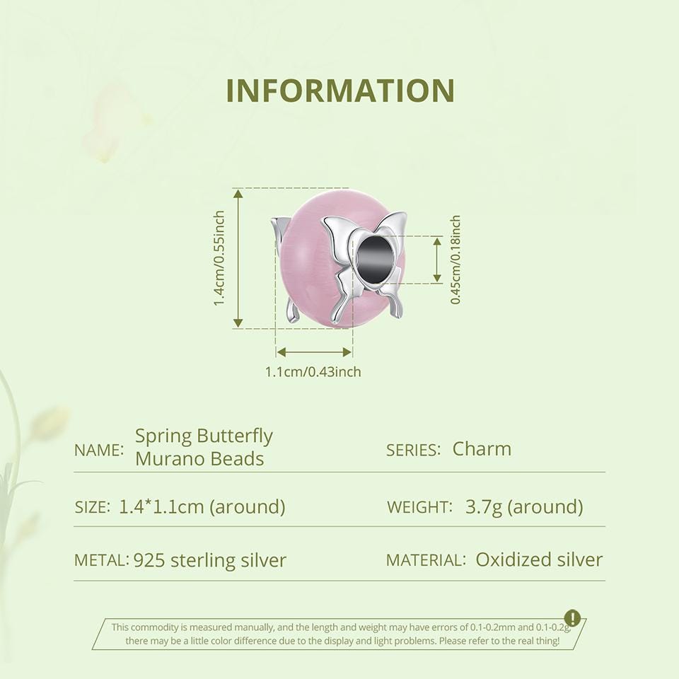 Spring Butterfly Murano Beads Charm