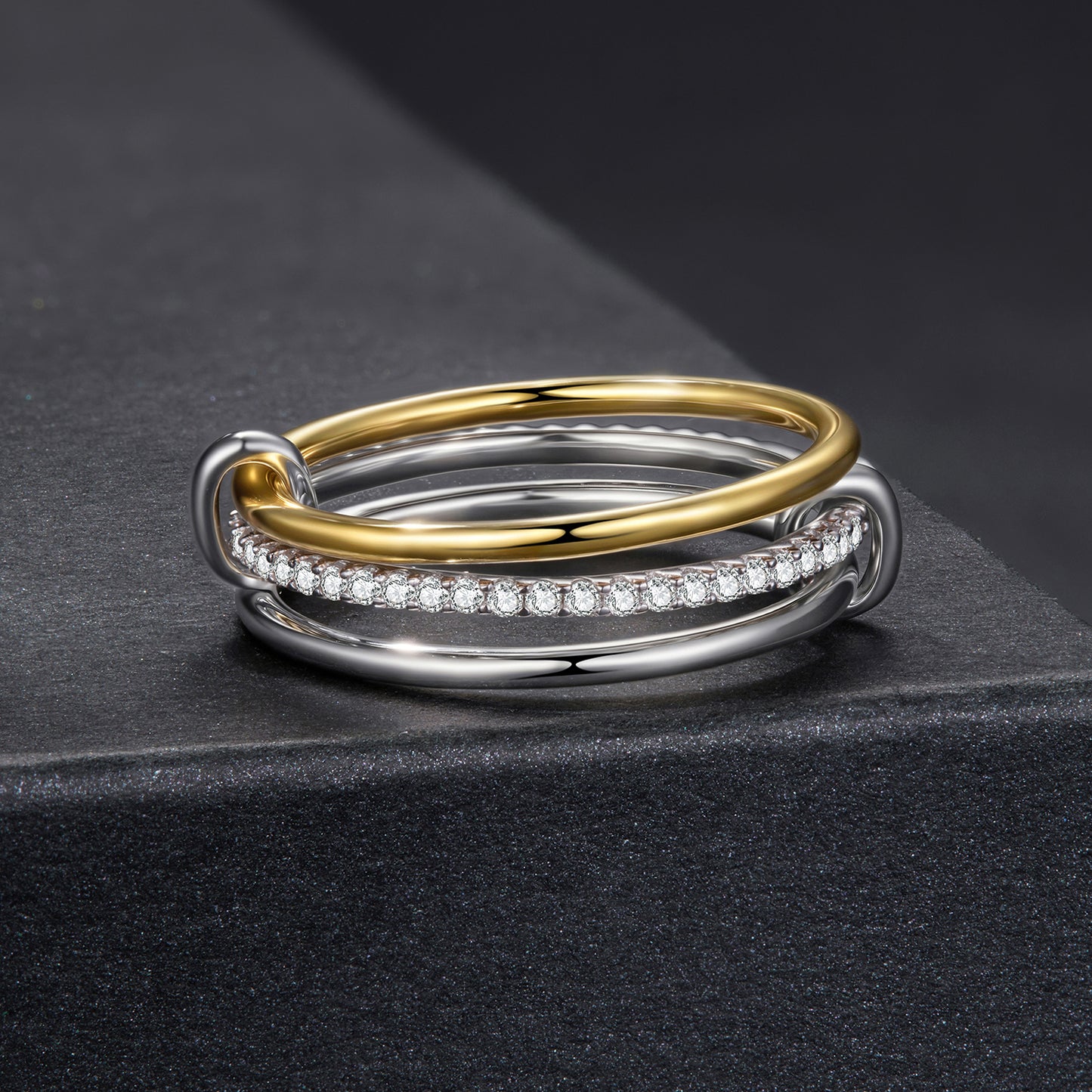 Triple Stacked Moissanite Ring