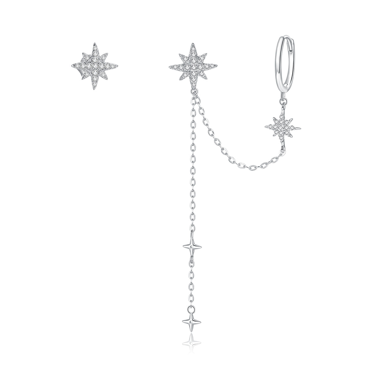 Gleaming Star Burst Hoop Earrings
