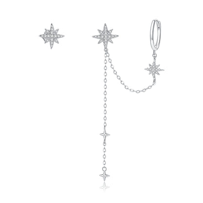 Gleaming Star Burst Hoop Earrings