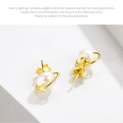 Cosmic Ring Pearl Earrings