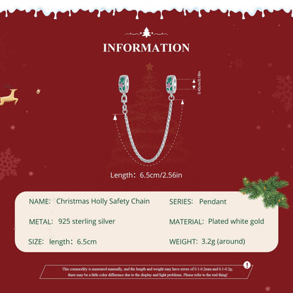 Christmas Holly Safety Chain Charm