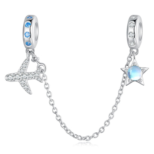 Plane & Star Safety Chain Charm