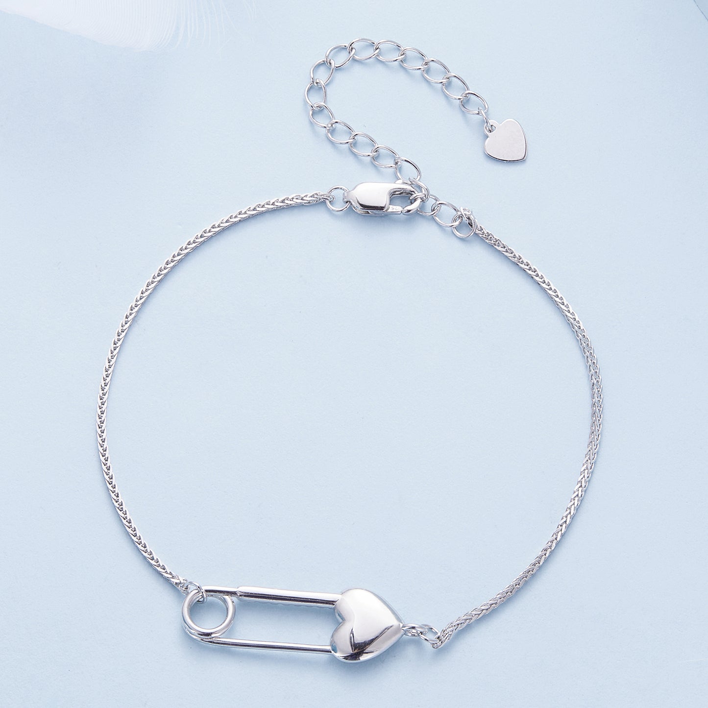 Heart-Shaped Safety Pin Bracelet