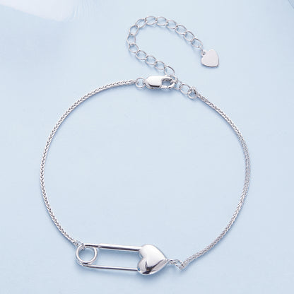 Heart-Shaped Safety Pin Bracelet