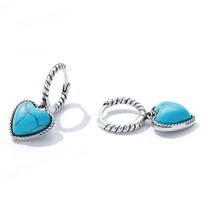 Heart Turquoise Clip Earrings