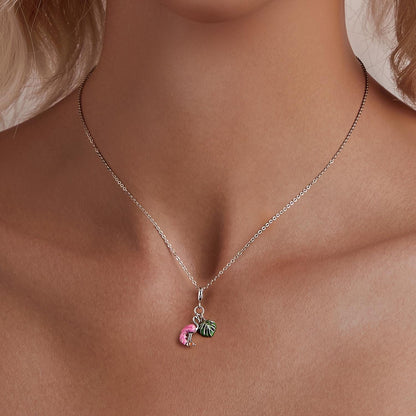 Flamingo Monstera Leaf Pendant Charm