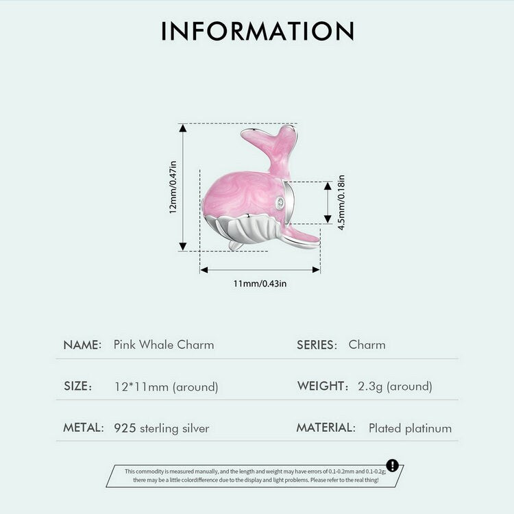 Pink Whale Charm