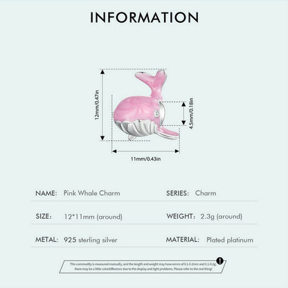 Pink Whale Charm