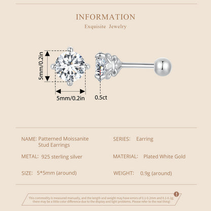 Patterned Spiral Ball Moissanite Studs