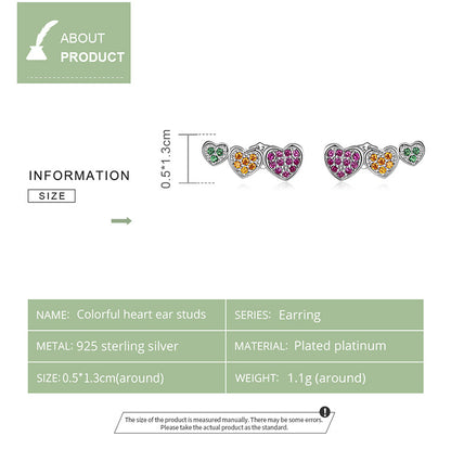 Multicolor Heart Stud Earrings