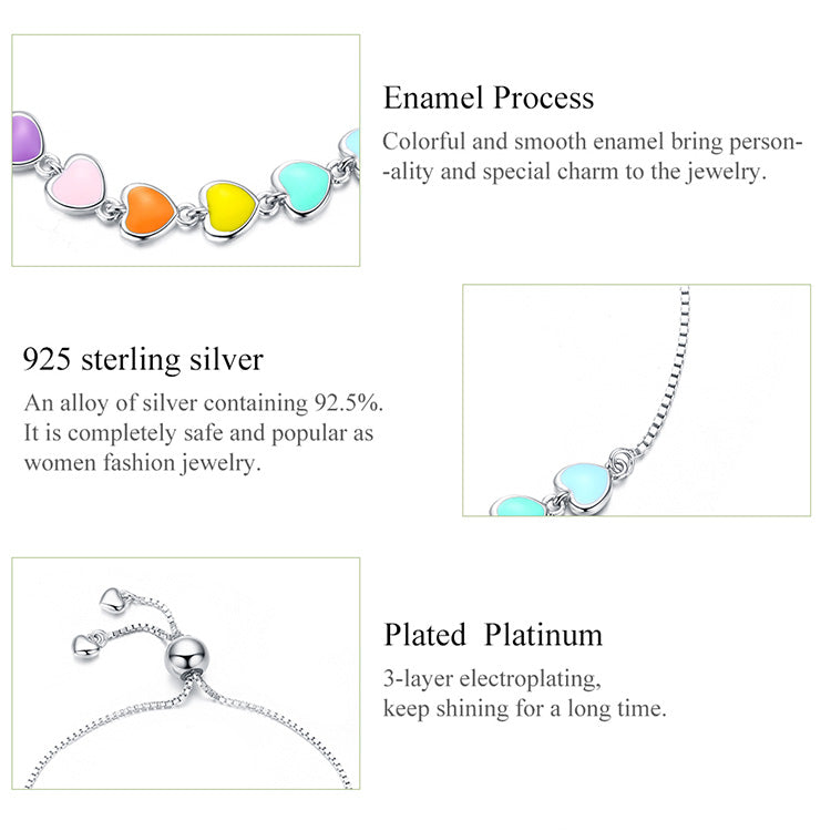 Rainbow Heart Charm Bracelet