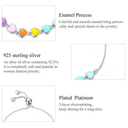 Rainbow Heart Charm Bracelet
