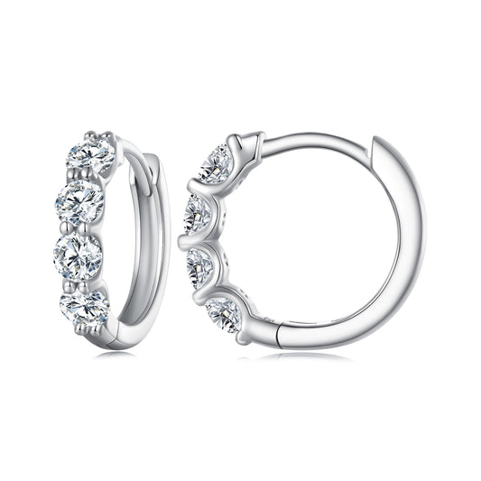 Moissanite Ear Climbers ，Moissanite Stud Earrings 925 Sterling Silver Lab-Created Diamond Alternative Jewelry for Women Men