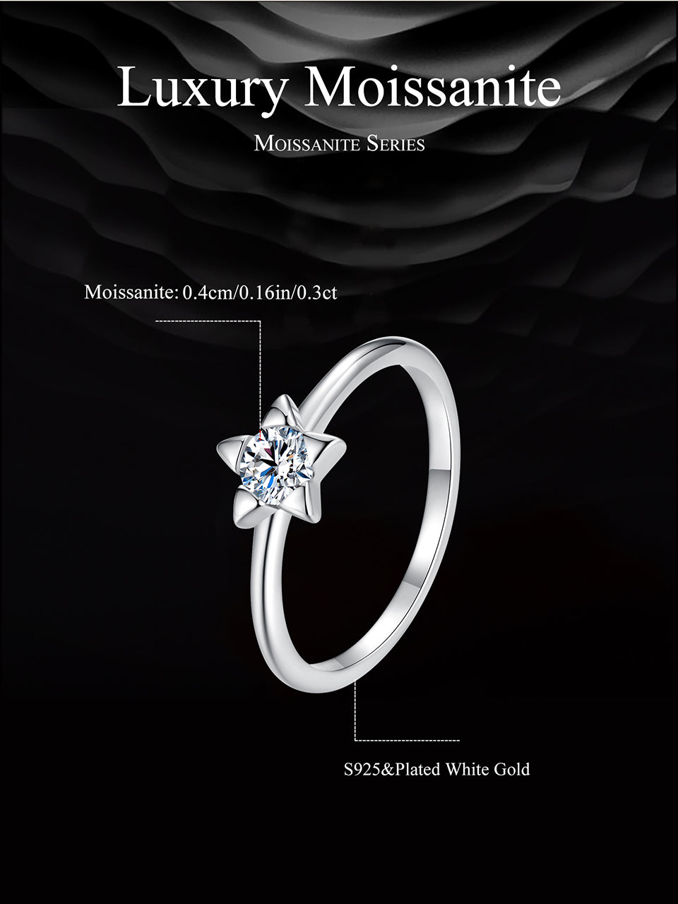 Star-Shaped Moissanite Ring