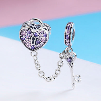 The Key of Heart Safety Chain Charm