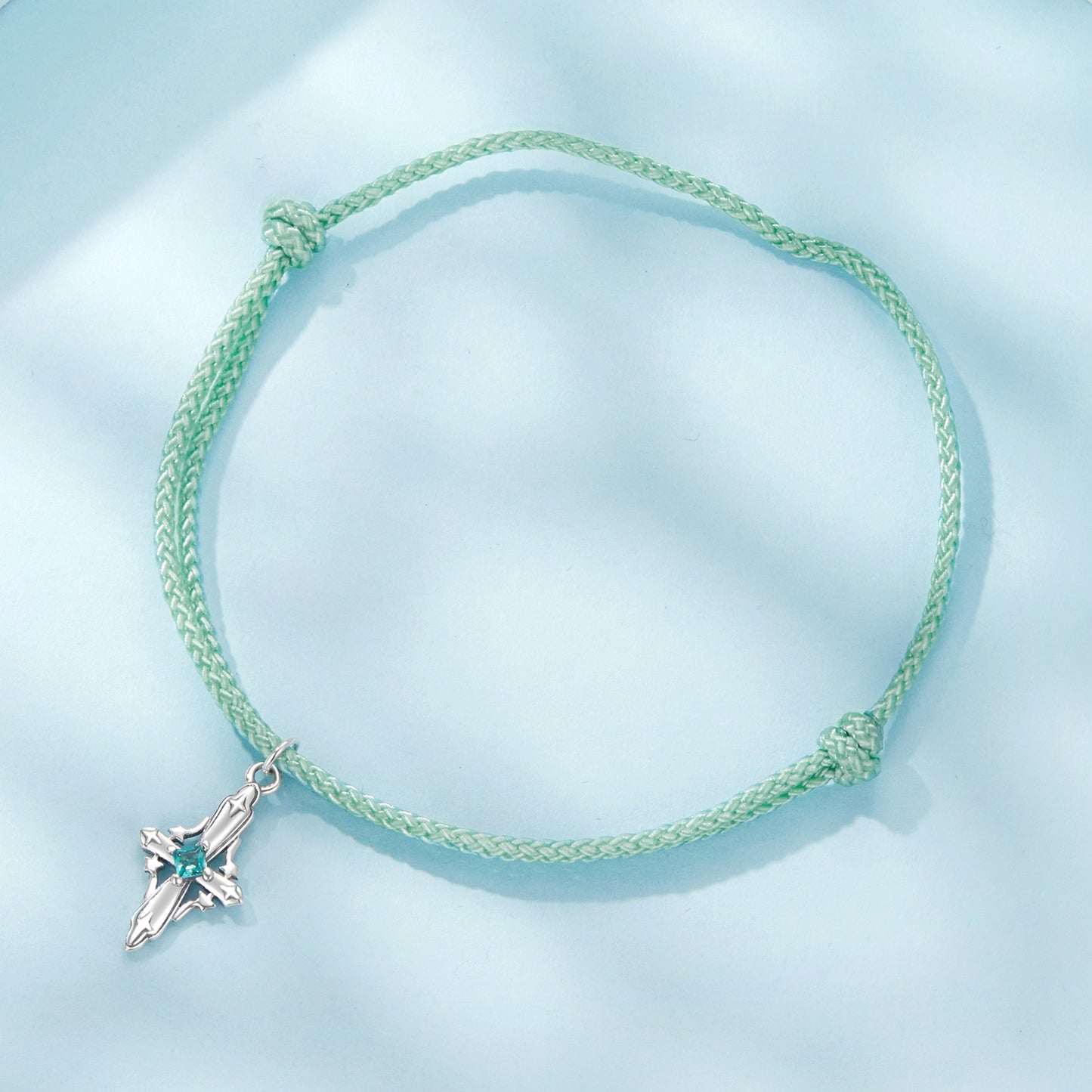 Celestial Cross Charm Cord Bracelet