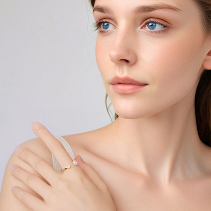 Pearl Moissanite Adjustable Ring