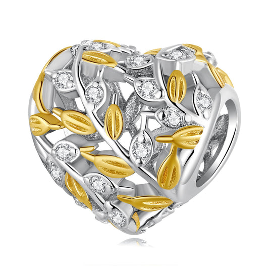 Heart-Shaped Leaf Bead Charm,