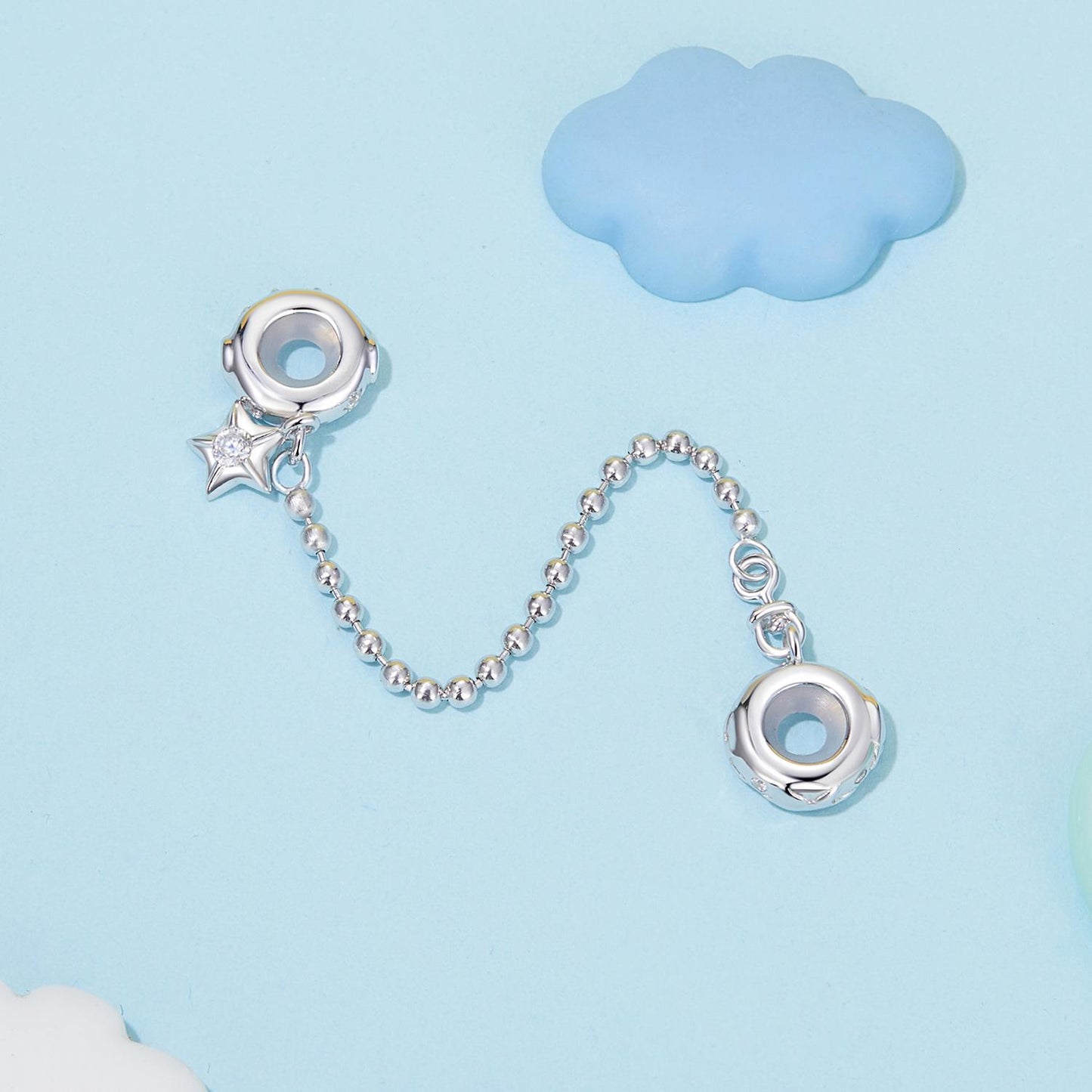 Star and Moon Beads Safety Chain Charm