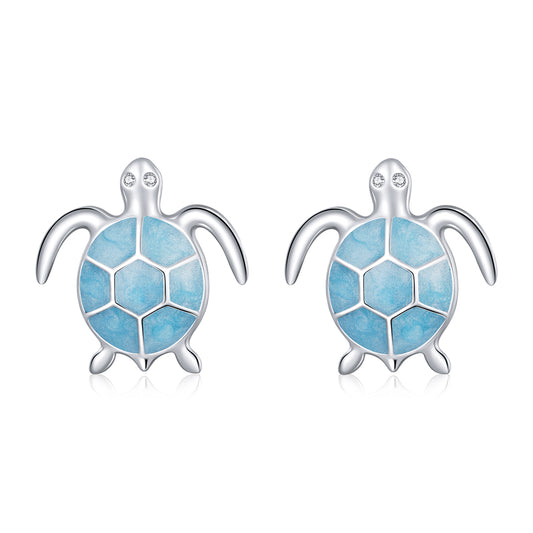 Blue Turtle Stud Earrings
