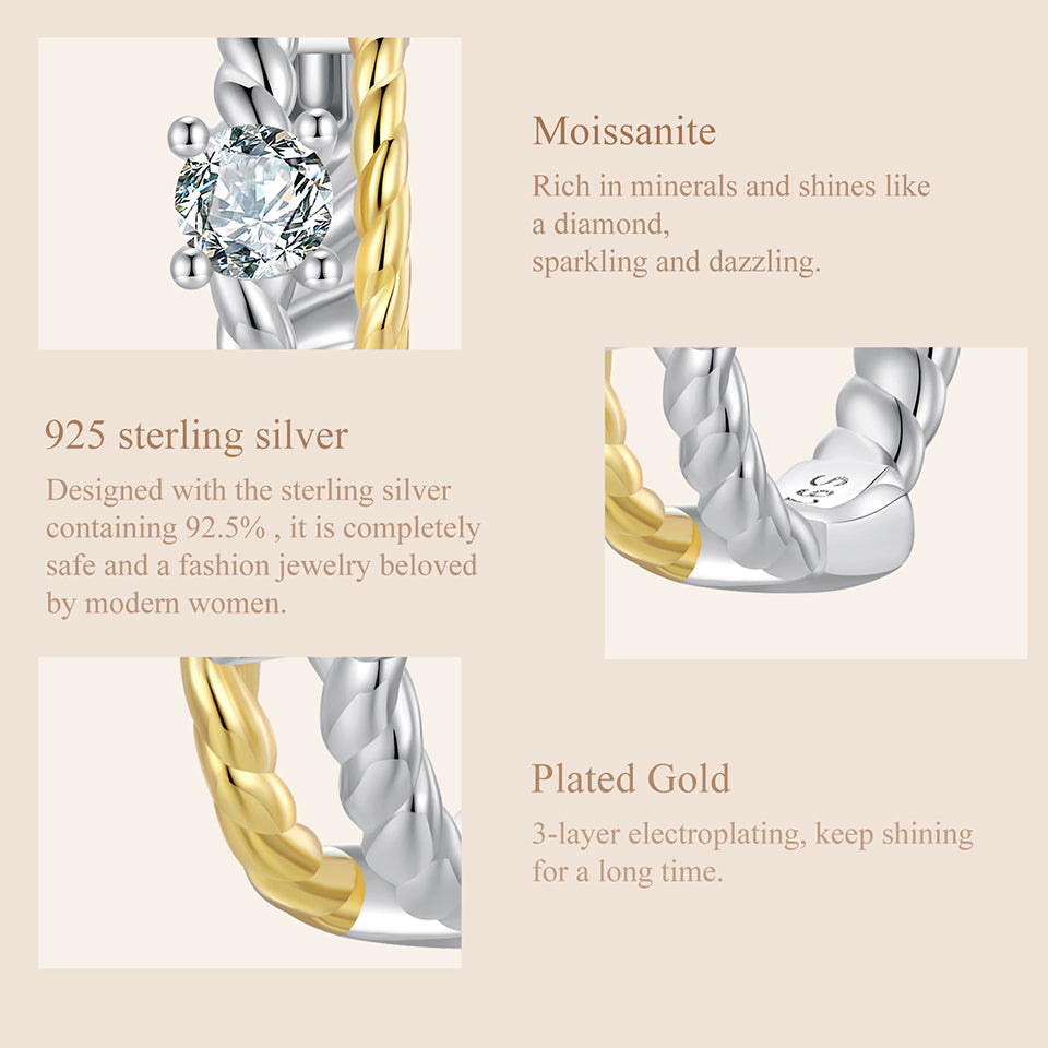 Two-Tone Moissanite Ear Climbers