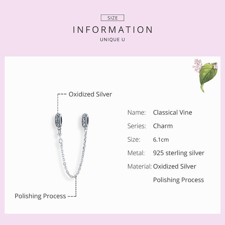 Classical Vine Safety Chain Charm