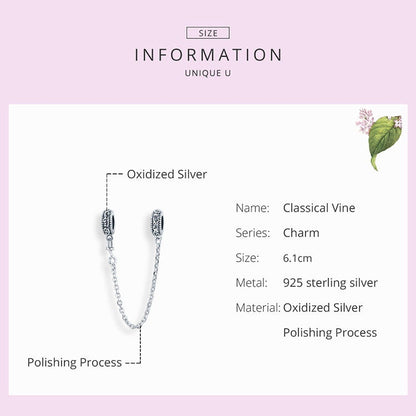Classical Vine Safety Chain Charm