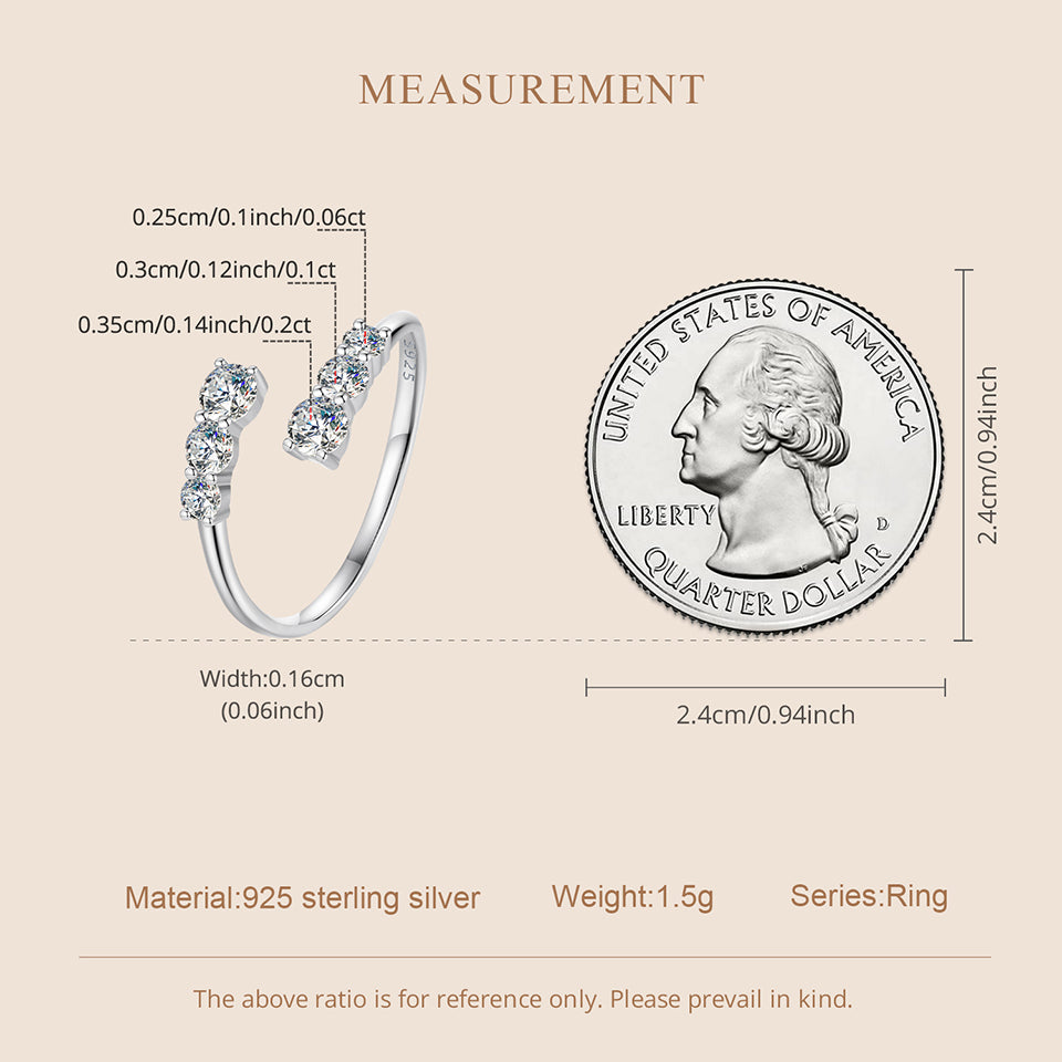 Sparkling Moissanite Adjustable Ring