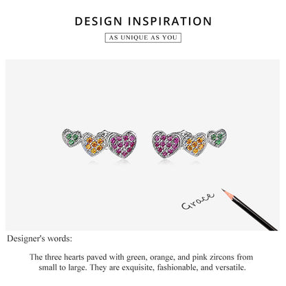 Multicolor Heart Stud Earrings