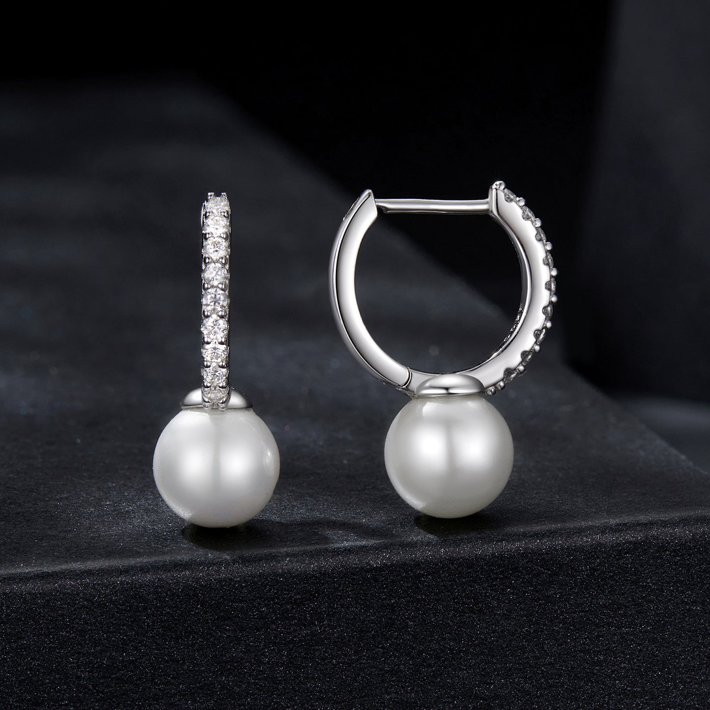 Moissanite Shell Pearl Ear Climbers