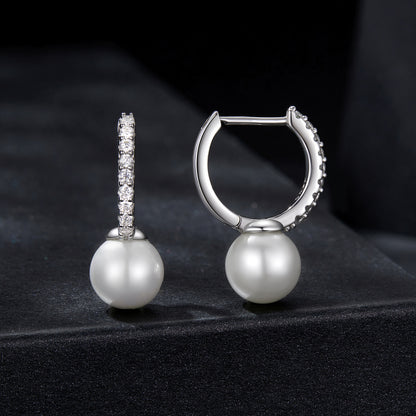 Moissanite Shell Pearl Ear Climbers