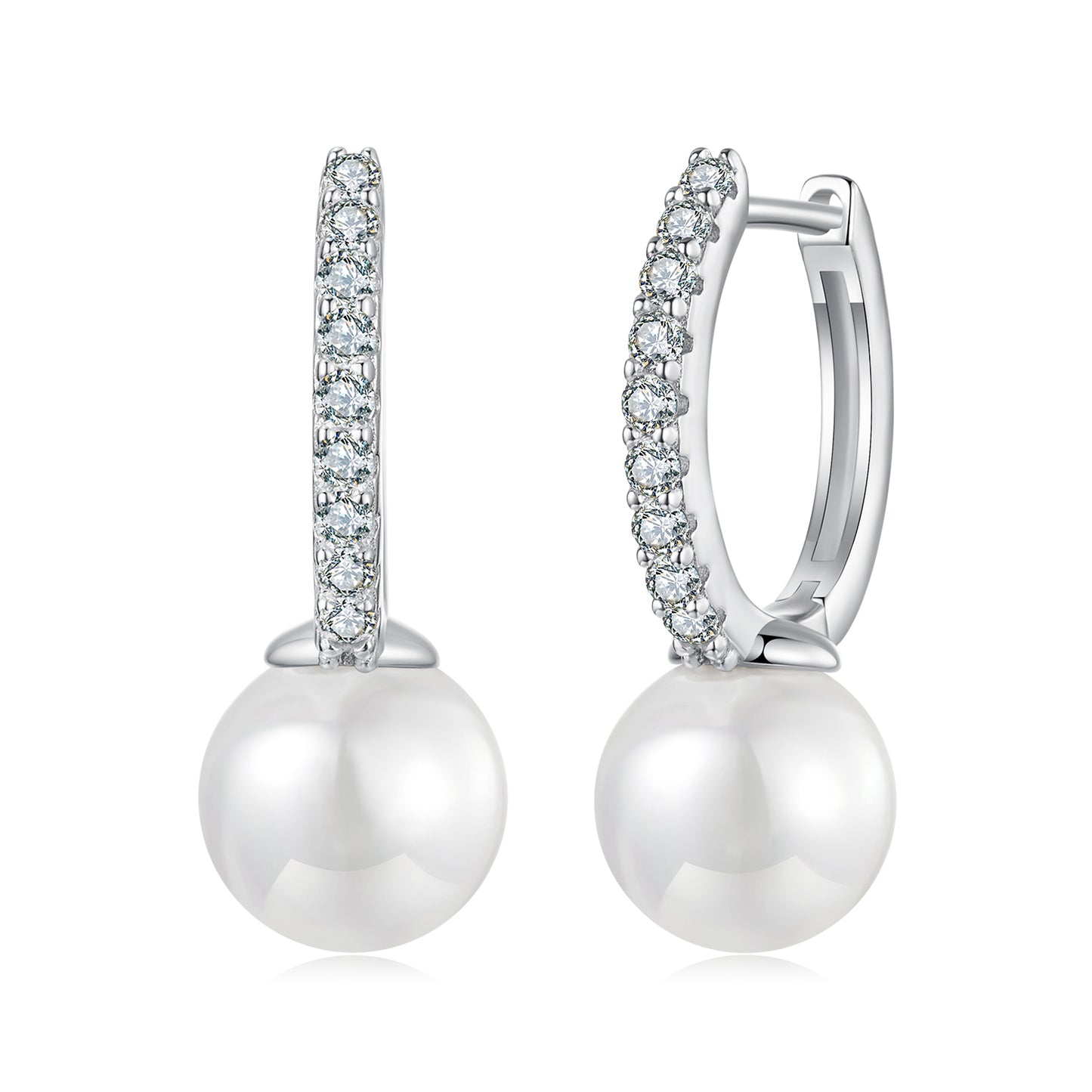 Moissanite Shell Pearl Ear Climbers