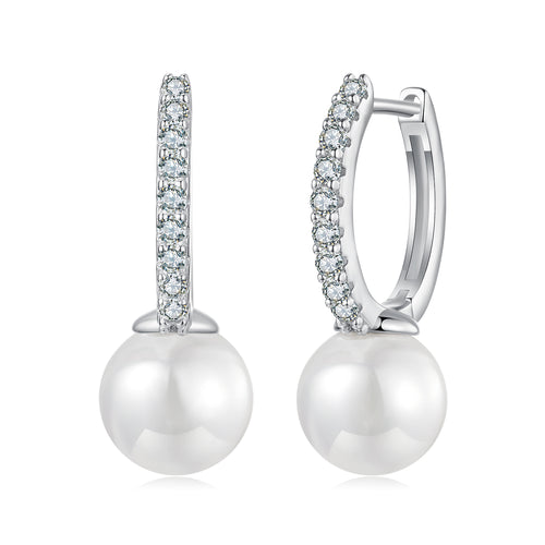 Moissanite Shell Pearl Ear Climbers
