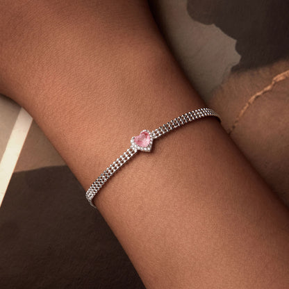 Frosted Floral Heart Bracelet
