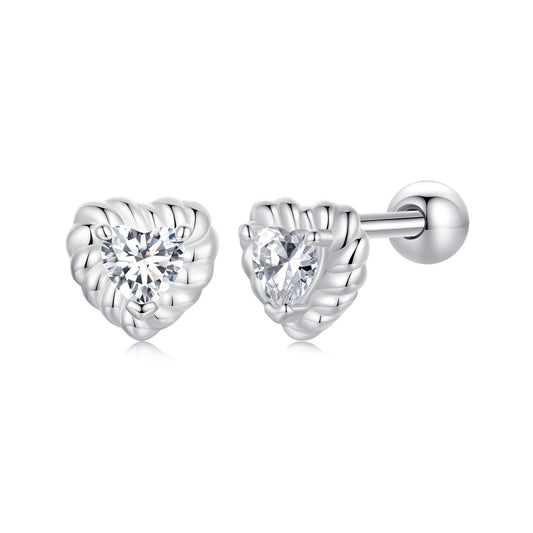 Spiral Ball Moissanite Studs (Heart)