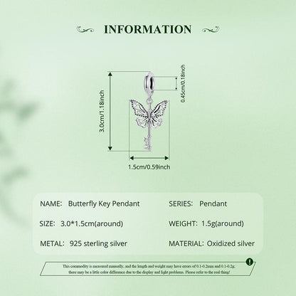 Butterfly Key Pendant Charm