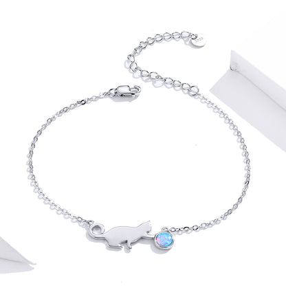Cat Opal Charm Bracelet