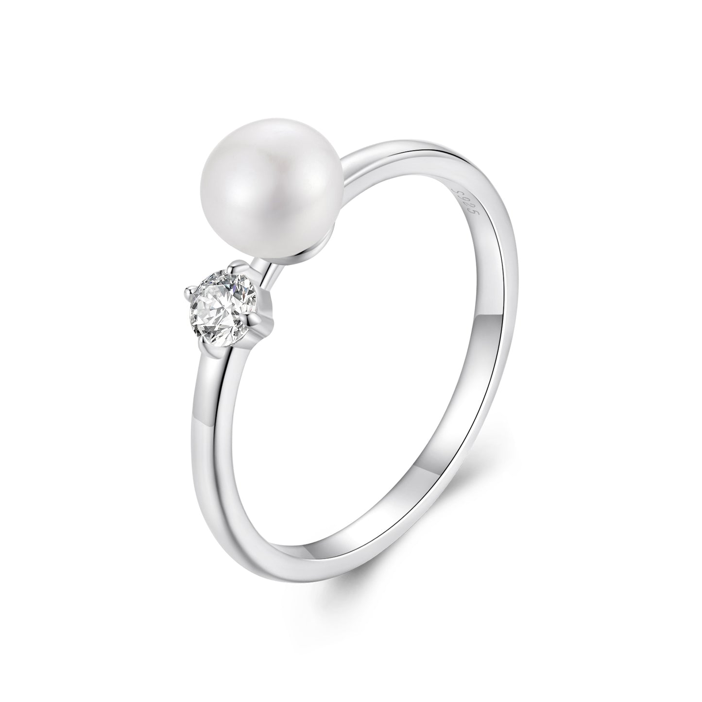 Natural Pearl Moissanite Ring